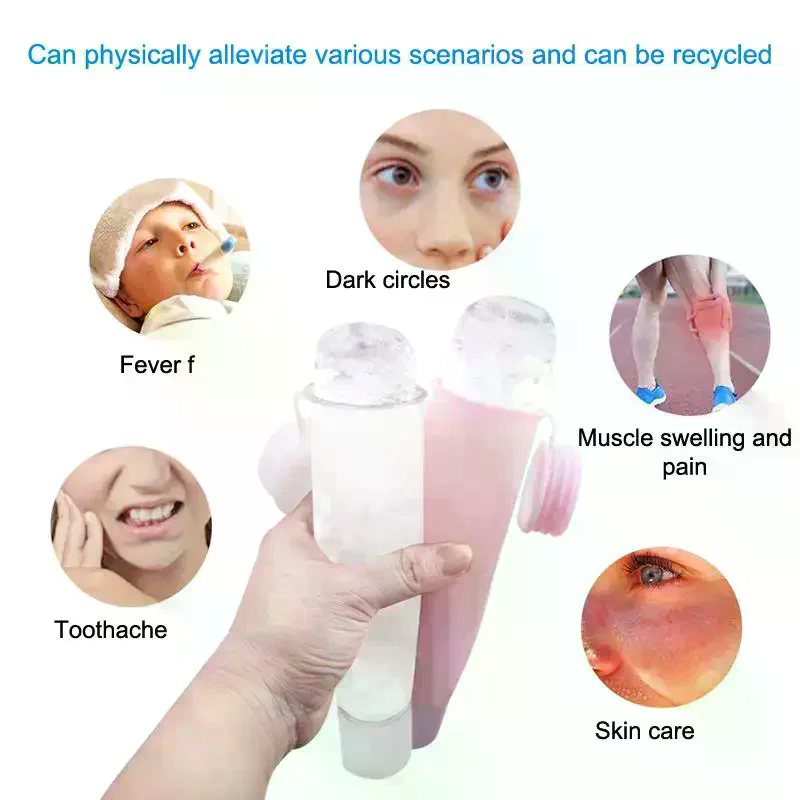 Face Ice Roller Puffiness - シリコン製のキューブ型アイストレイ。顔に当てて冷やし、むくみを軽減し、肌のケアを促進する。繰り返し使用可能。フェイスマッサージにも最適。