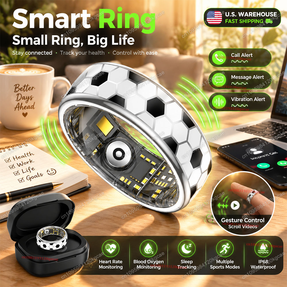 Health Monitors - 2026 スマートリング Bluetooth通話 振動アラーム 心拍数 血中酸素濃度モニター
