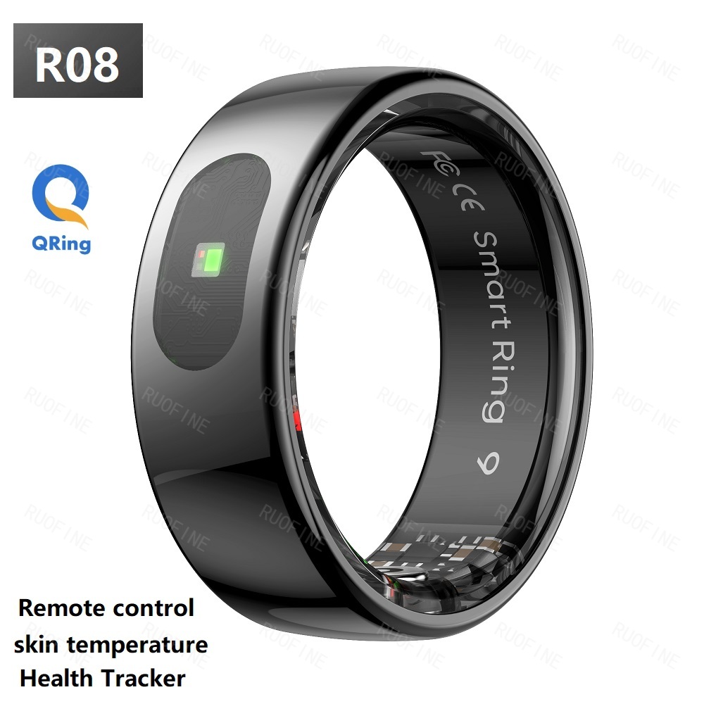 Health Monitors - リング R08 Qring 女性用男性用メッセージ通知リモコン電子モニター睡眠トラッカーフィットネス IOS Android