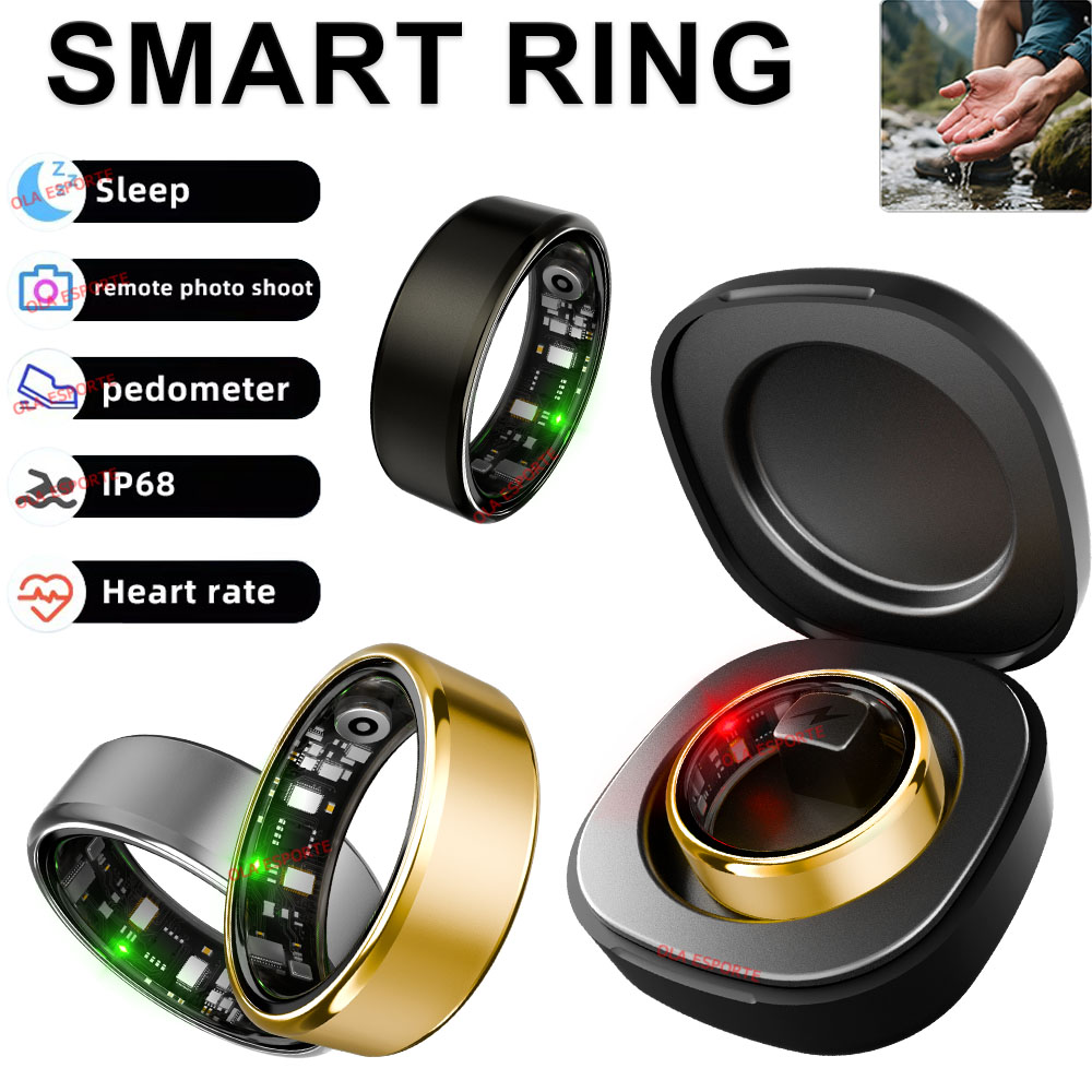 Health Monitors - R09 スマートリング男性女性用充電ケース付き、心拍数血中酸素、皮膚温度モニター、5ATM 防水 Android iOS 新品