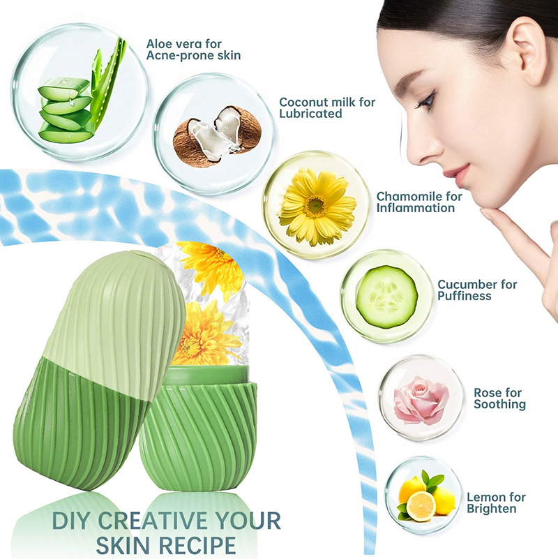 Face Ice Roller Puffiness - 【1個入り シリコン製 アイスフェイスローラー型 再利用可能。むくみ軽減、スキンケア効果、フェイシャルマッサージに】