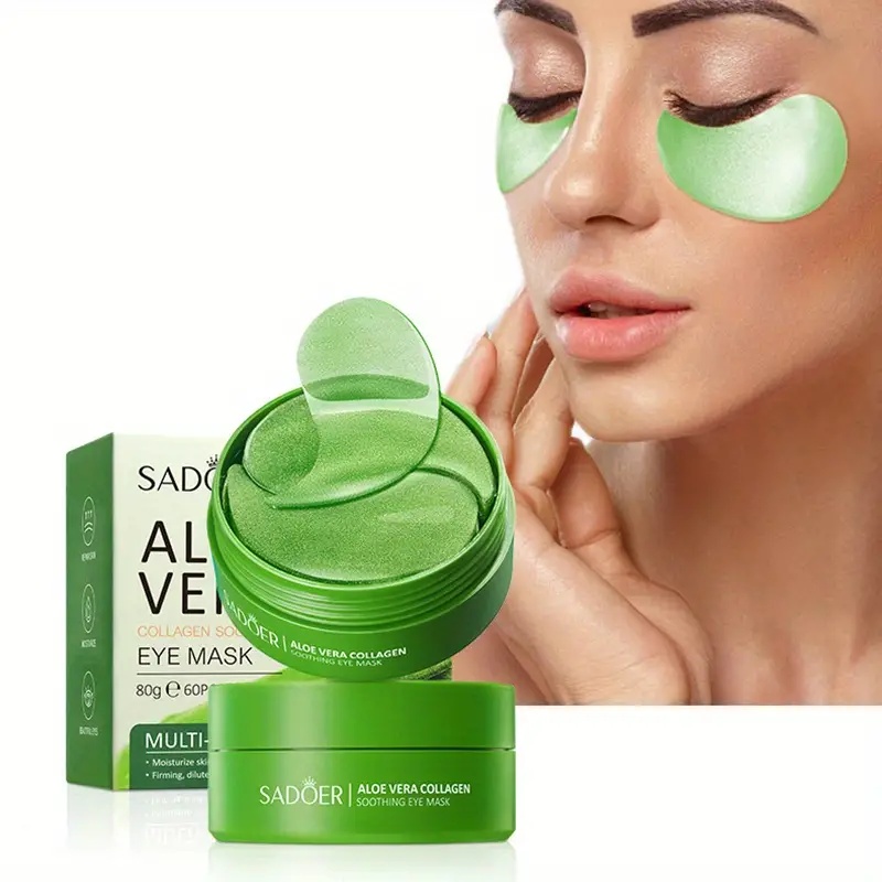 Collagen Under Eye Patches - アロエベラコラーゲンアイマスク60枚入り - 低刺激性フォーミュラ、深く潤う、ライトベージュの引き締め＆ブライトニングアイパッチ、すべてのライトベージュの肌色に適しています、乾燥やくすみに別れを告げるアイマスクパッチ。