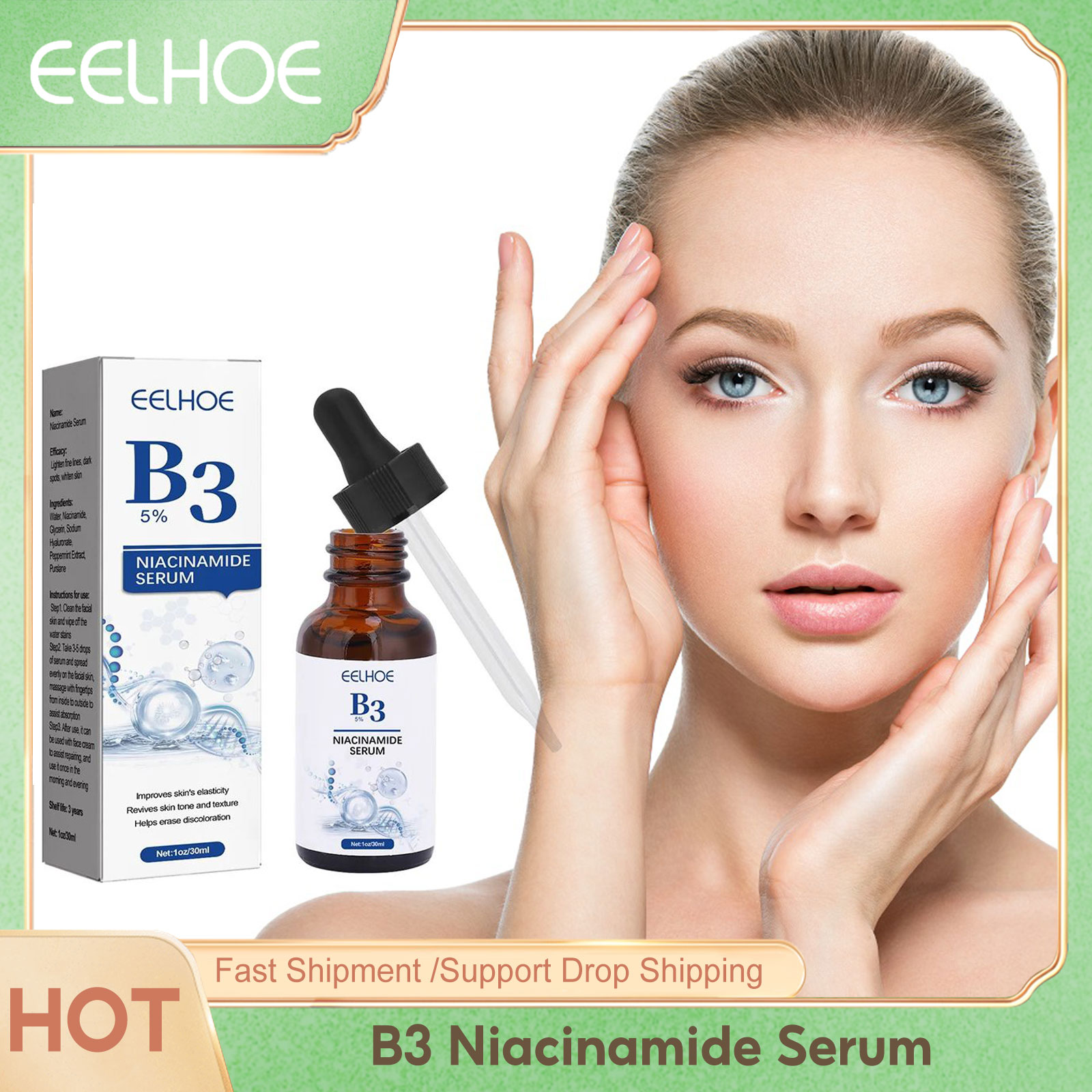 Niacinamide Pore Shrinking Essence - B3ナイアシンアミド除去剤,しわ除去剤,細かい線,暗い美白,毛穴の引き締め,スキンケア,30ml