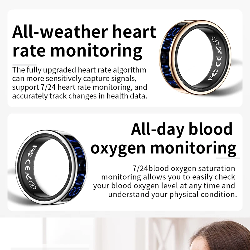 新型スマートリング ブルーLEDディスプレイ 健康モニタリン - Health Monitors のレビューと価格