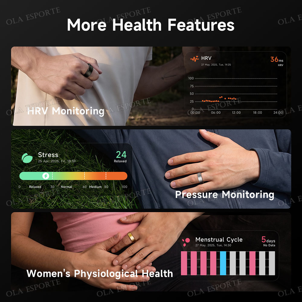充電ケース付きスマートリング（男女兼用）。心拍数、血中酸素濃 - Health Monitors のレビューと価格