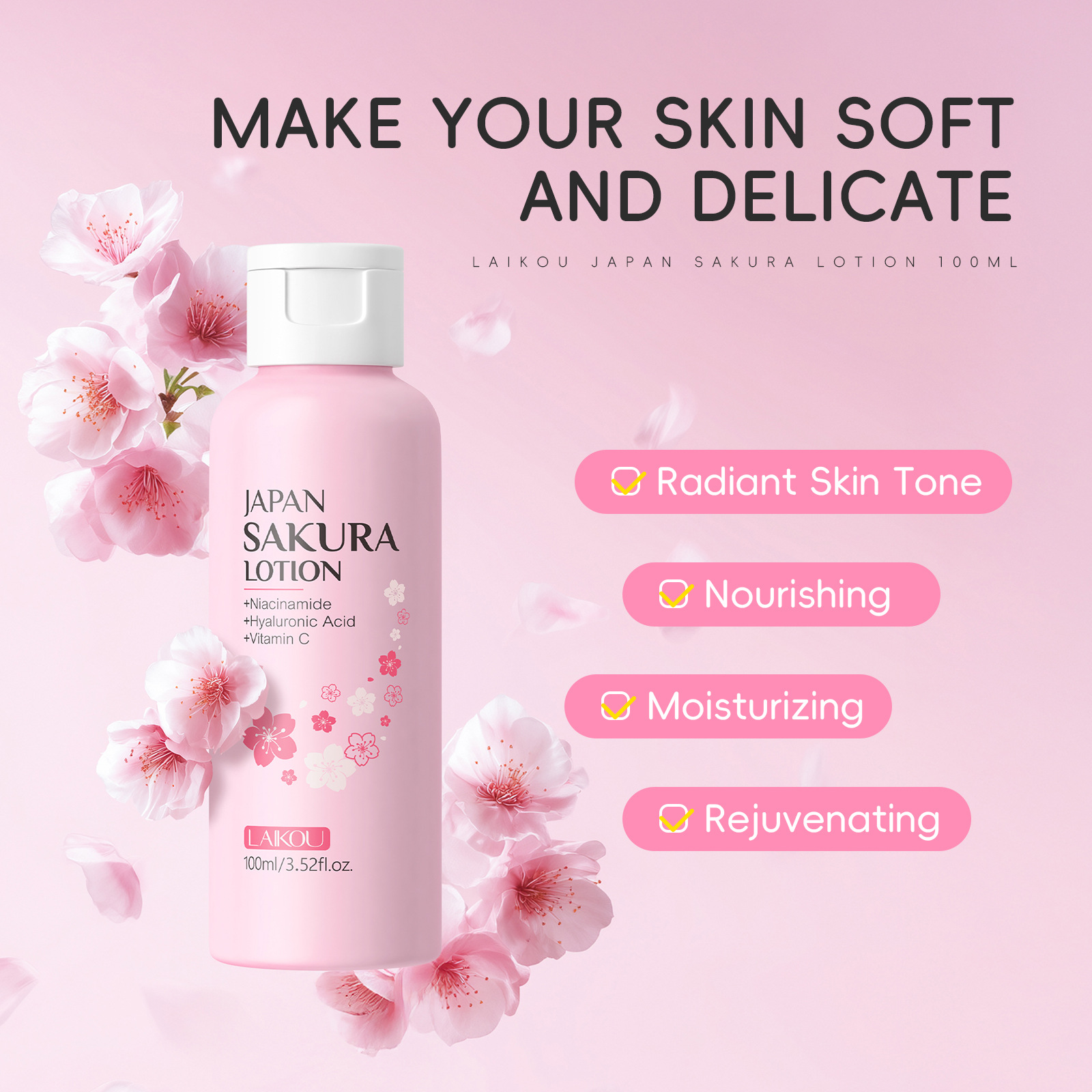 LAIKOU サクラローション 100ml ナイアシンアミド - Niacinamide Pore Shrinking Essence のレビューと価格