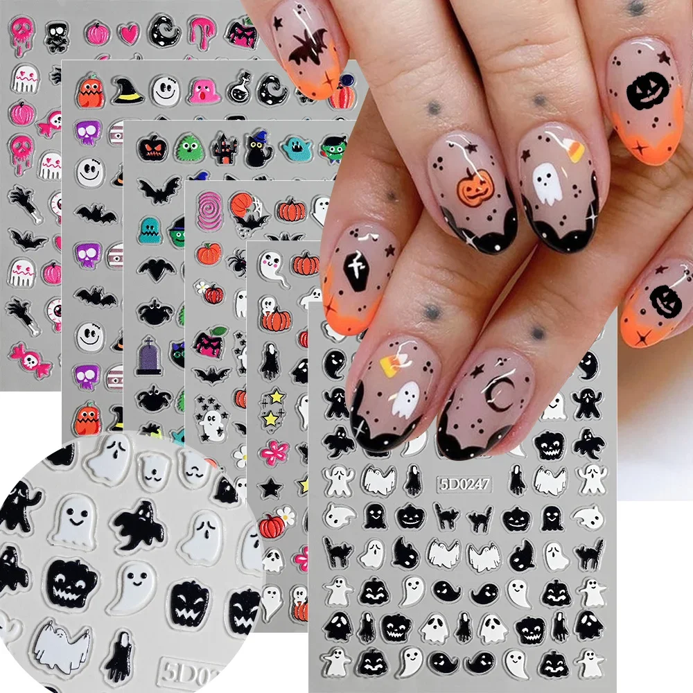 1枚入り 5D ハロウィン ネイルステッカー ピンク/グリー - Nail Art のレビューと価格