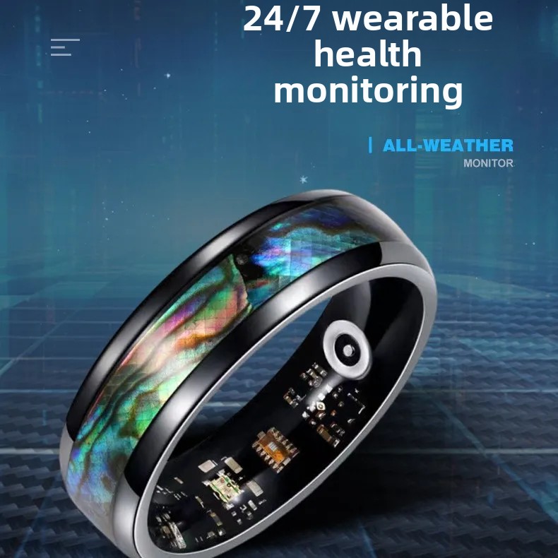 カラフルなアワビの貝殻スマートリングフィットネストラッカー心 - Health Monitors のレビューと価格