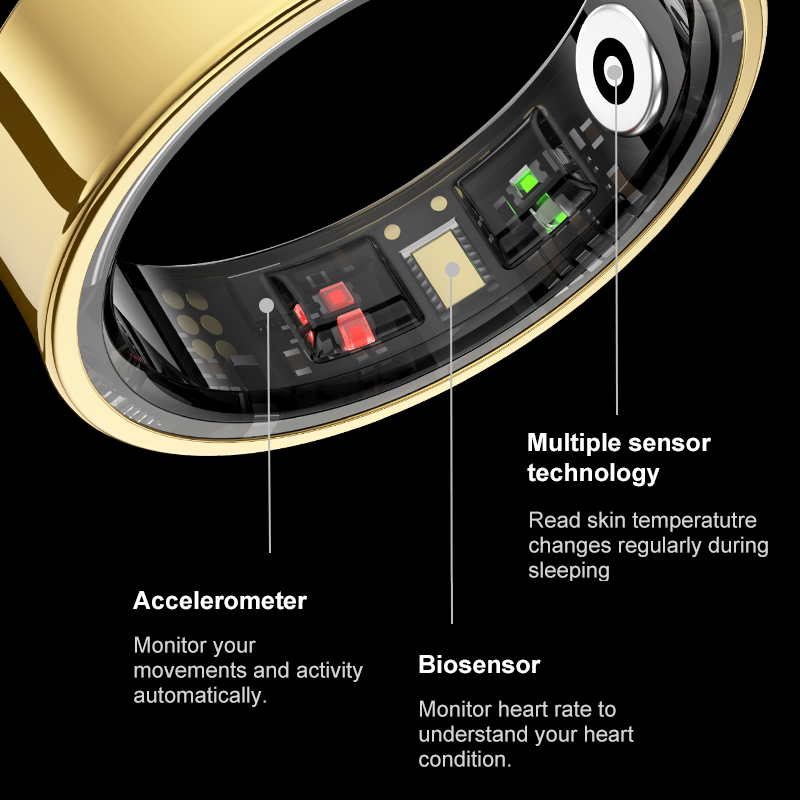 充電ケース付きのスマートリング。男女兼用。体温、健康状態、睡 - Health Monitors のレビューと価格